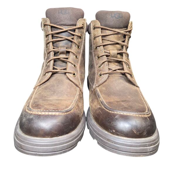 Men's UGG Biltmore Leather Waterproof Brown Size 11 Moc Toe Lace‎ Up Soft Comfy - Picture 3 of 16